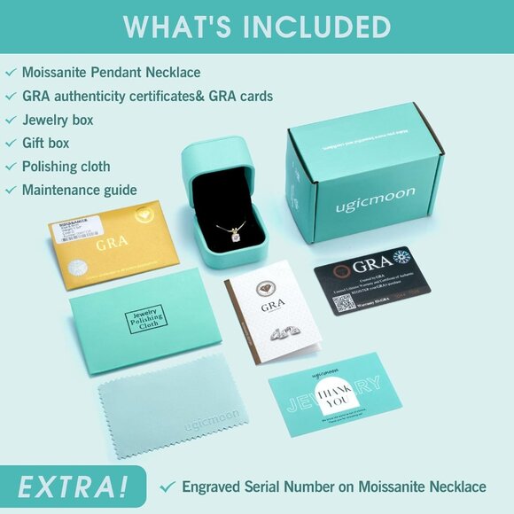 Moissanite Solitaire Necklace for Women 1-3 Carat Lab Grown Diamond Pendant Silv - Picture 7 of 9